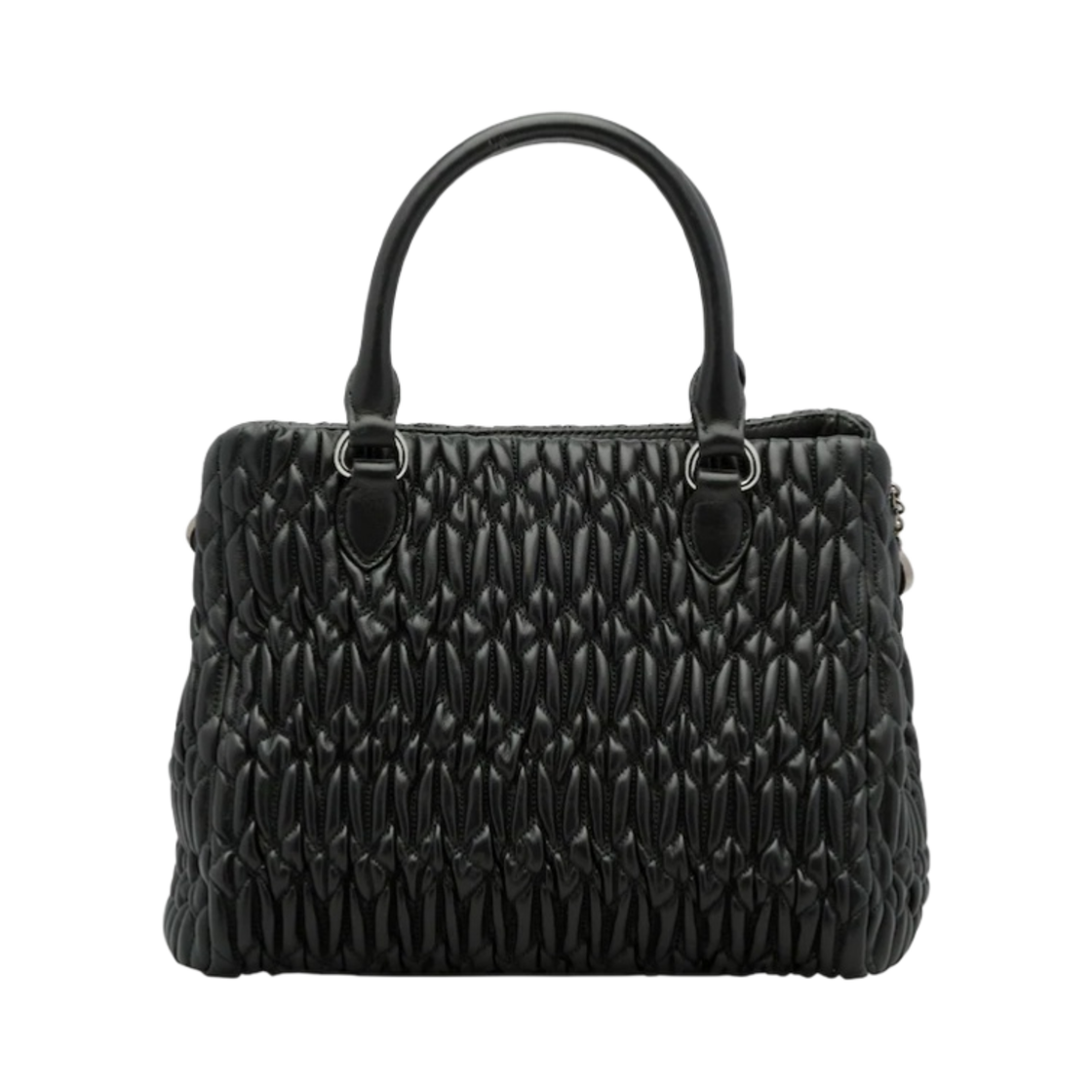 미우 미우 크리스탈 클로케 나파 가죽 핸드백 블랙(Miu Miu Crystal Cloque Nappa Leather Handbag) - 3