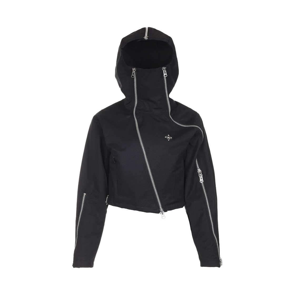 SG25SS25 (W) Surgery Technical Tripple Zip Crop Hood Jacket Black