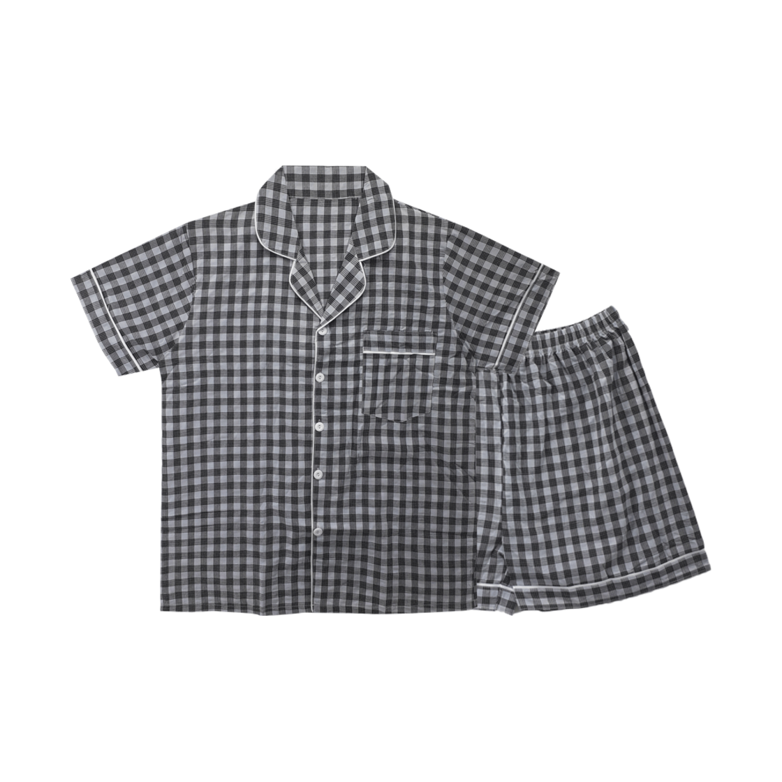 A-JC-BK AONE Jeans Check Short Sleeve Pajamas Set Black