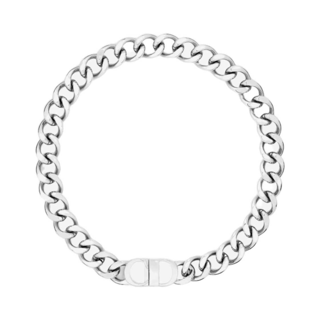 디올 에센셜 CD 아이콘 체인 링크 네클리스 실버 피니쉬 브래스(Dior Essentials CD Icon Chain Link Necklace Silver Finish Brass) - 1