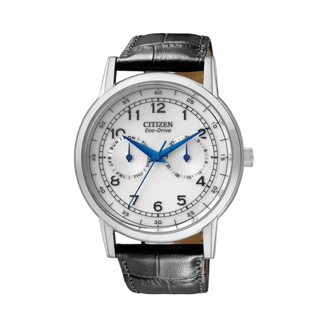 시티즌 멀티 펑션 데이 & 데이트 에코드라이브 42mm 카프 레더 화이트 블랙(Citizen Multi Function Day & Date Eco-Drive 42mm Calf Leather White Black)