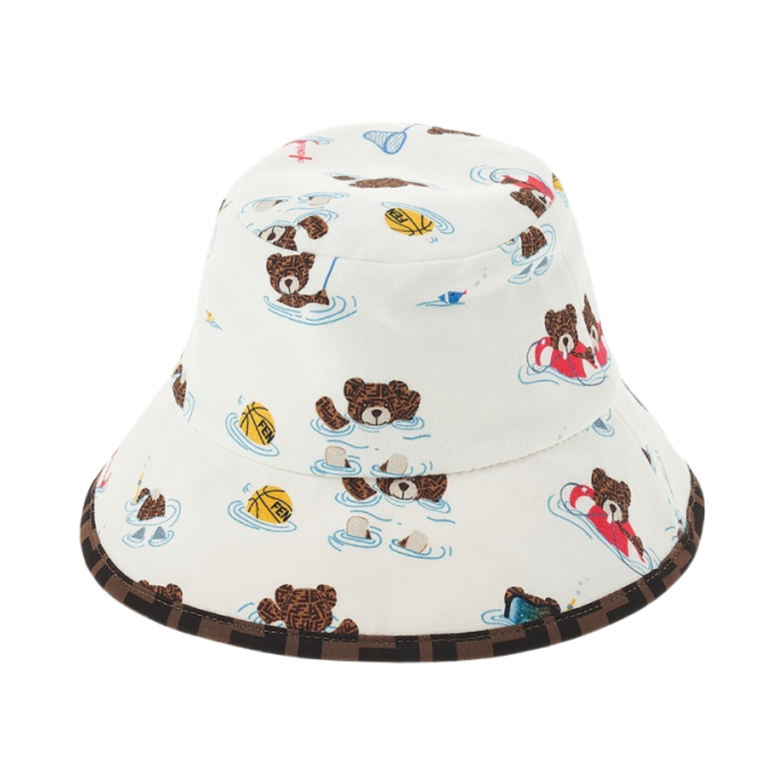 BUP061AMRMF0ZA0 (Kids) Fendi Reversible Bucket Hat White Multicolor