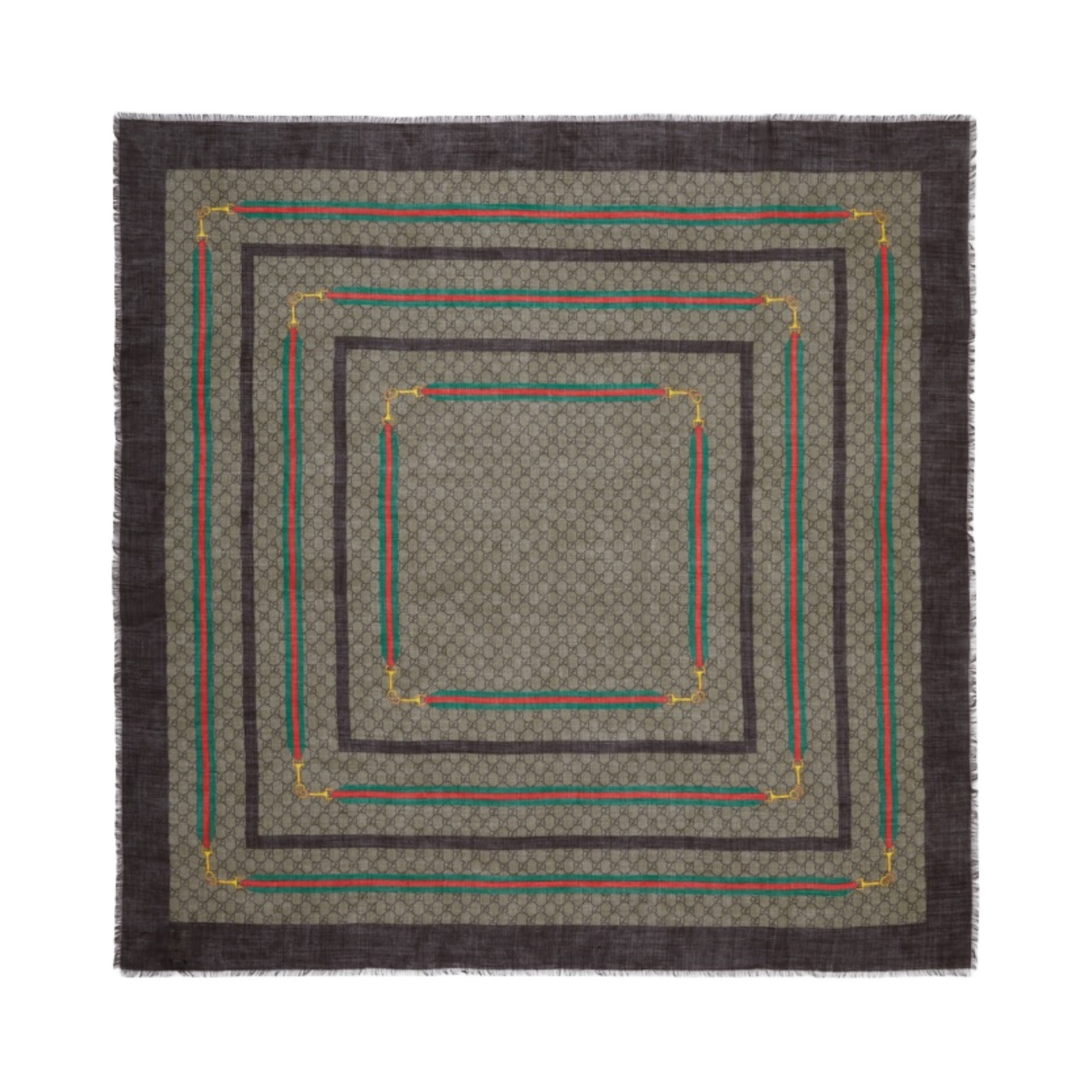 (W) 구찌 GG 실크 울 숄 웹 멀티컬러((W) Gucci GG Silk Wool Shawl with Web Multicolour) - 1