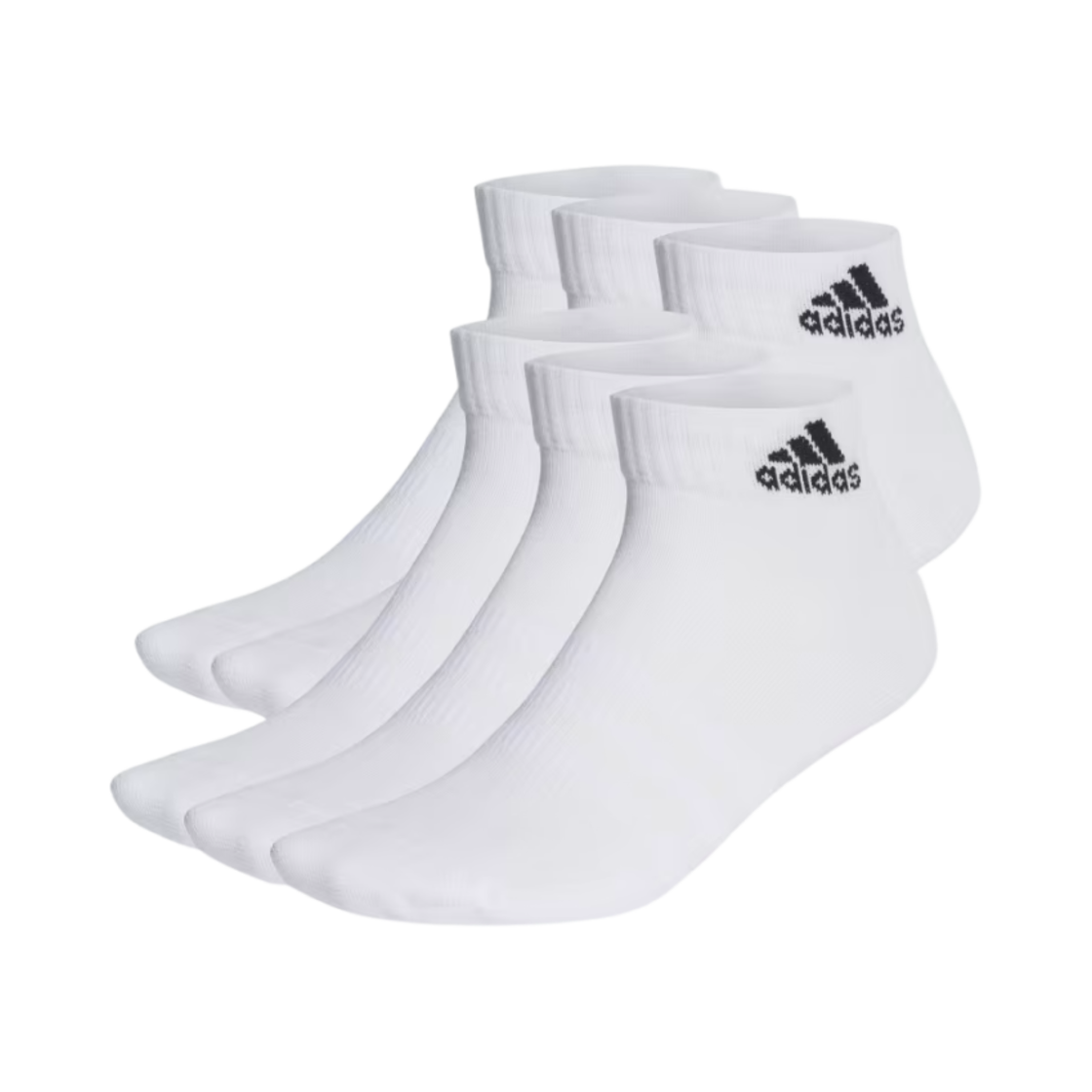 HT3442 Adidas Cushioned Sportswear Ankle Socks White Black (6 Pack)