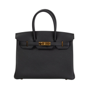 Hermes Birkin 30 Bag Togo & Gold Noir