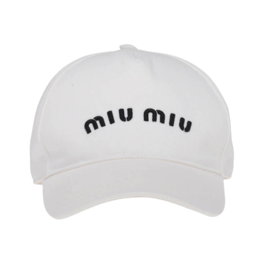 (W) Miu Miu Drill Baseball Cap White Black