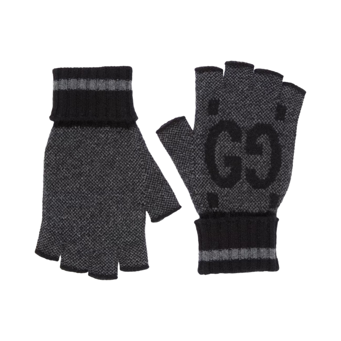 구찌 GG 캐시미어 핑거리스 글러브 그레이 블랙(Gucci GG Cashmere Fingerless Gloves Grey Black) - 1