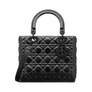 Dior Medium Lady Bag Crinkled Cannage Calfskin Black