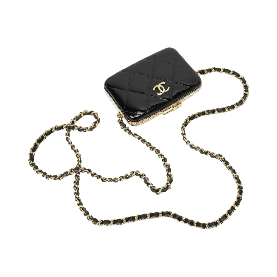 샤넬 체인 스몰 박스 페이턴트 카프스킨 & 골드 메탈 블랙(Chanel Small Box With Chain Patent Calfskin & Gold Black) - 3