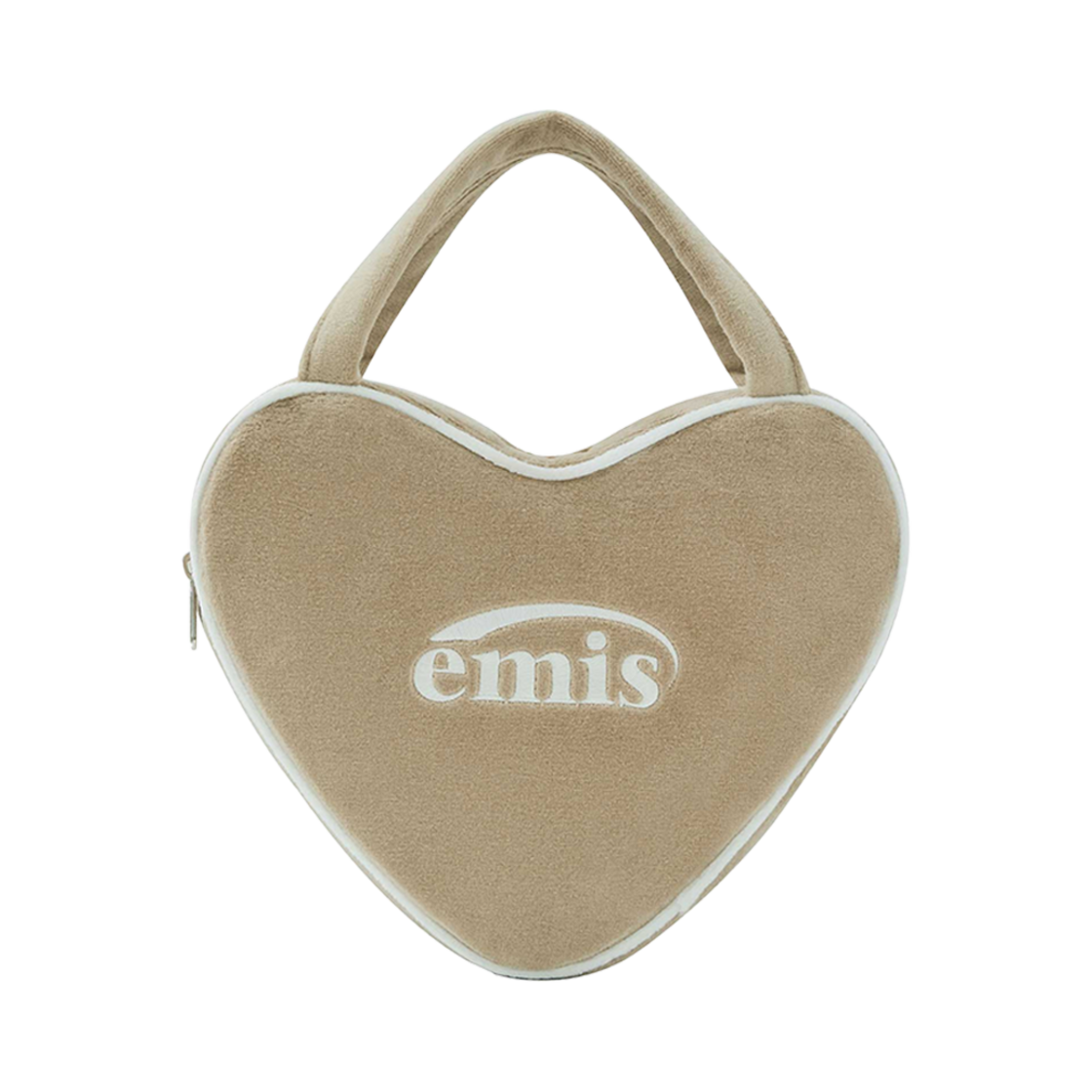 - Emis Velour Heart Tote Bag Beige