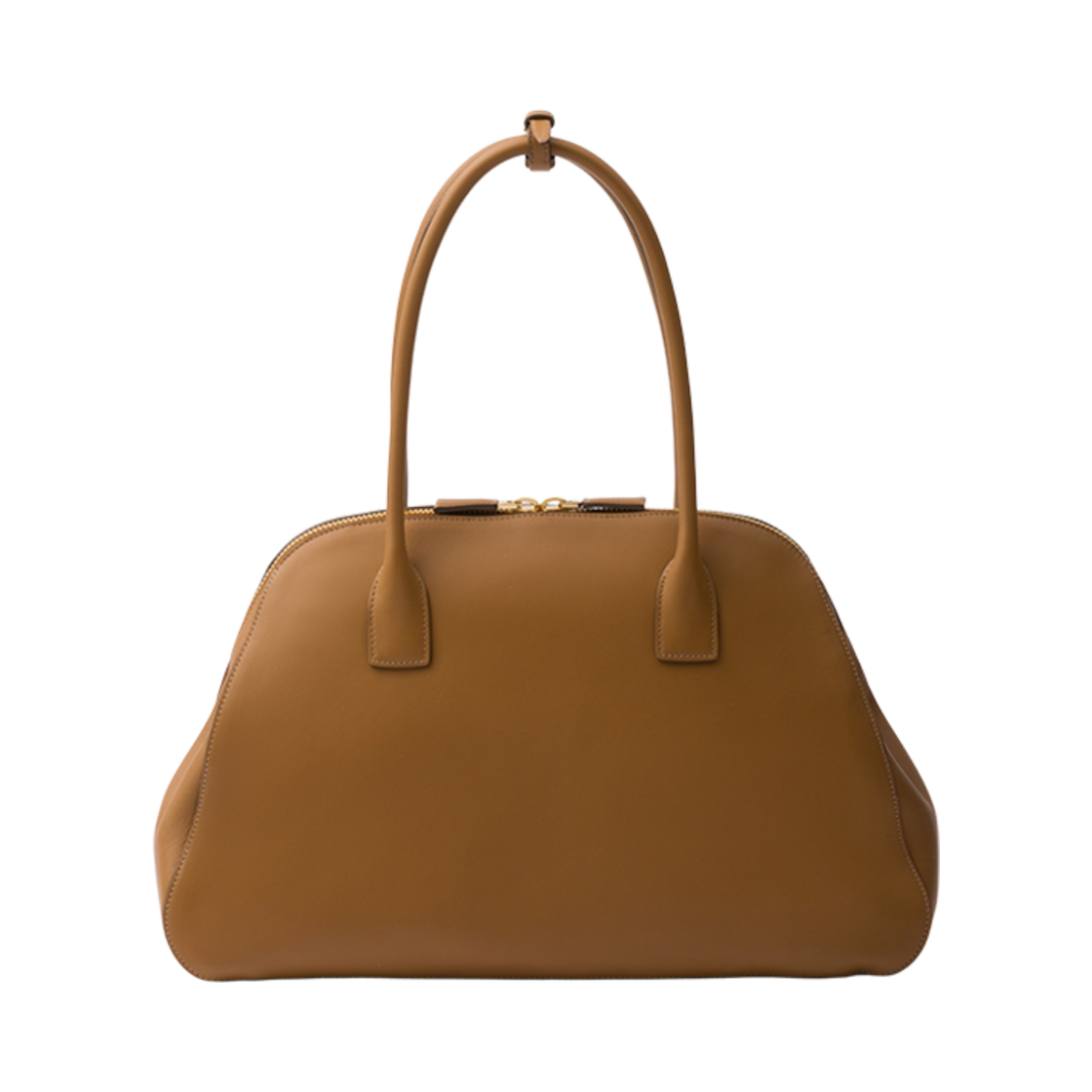프라다 미디움 레더 토트백 지퍼 클로저 카라멜(Prada Medium Leather Tote Bag with Zipper Closure Caramel) - 2