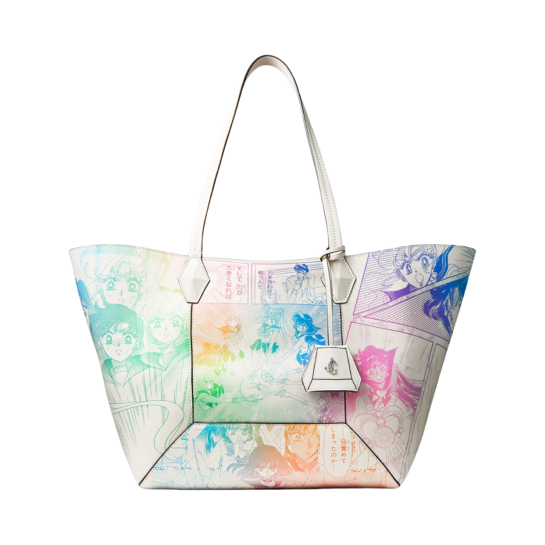 지미추 x 미소녀 전사 세일러문 세일러 가디언즈 다이아몬드 토트백 M 멀티컬러 화이트(Jimmy Choo x Pretty Guardian Sailor Moon Sailor Guardians Diamond Tote M Multicolor White)
