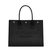 Saint Laurent Rive Gauche Small Tote Bag in Smooth Leather Noir