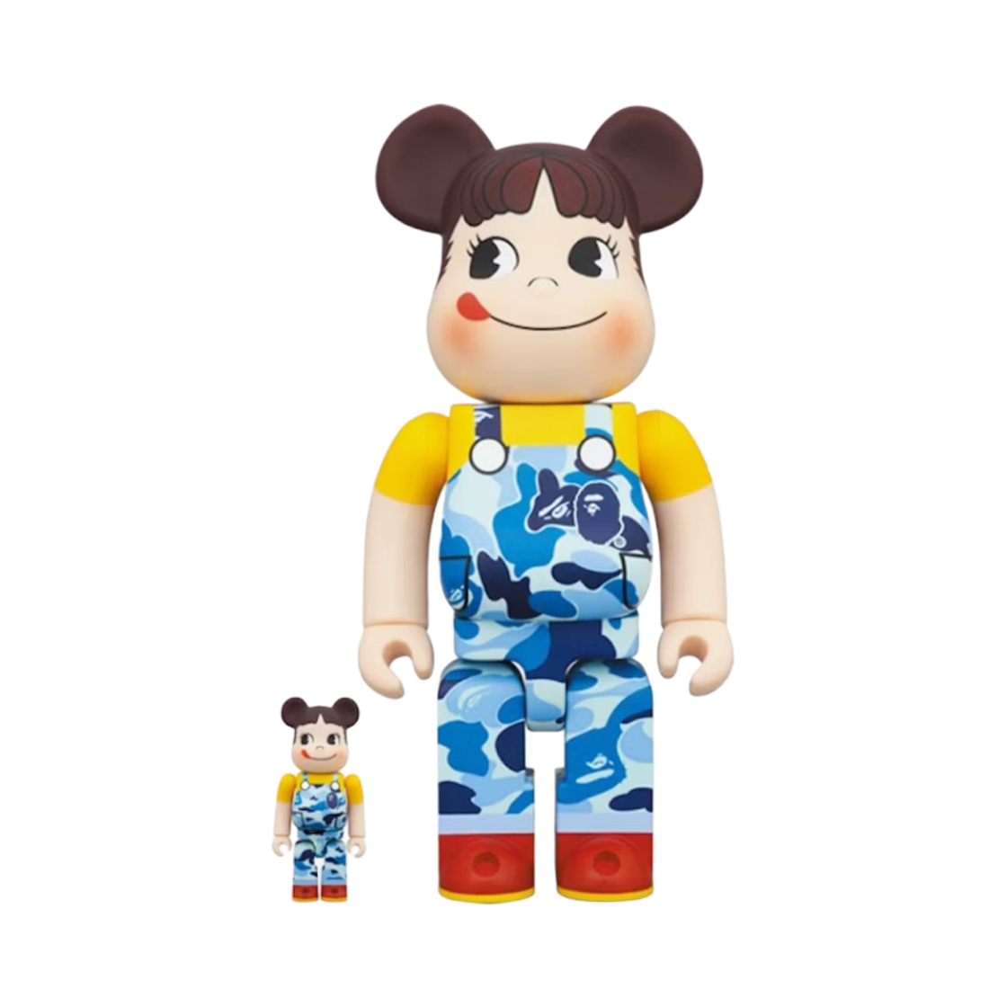 - Bearbrick x BAPE Fujiya Milky Peko-chan Blue 100% & 400% Set - 대표 이미지 #1
