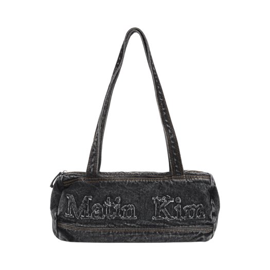 Matin Kim Logo Washed Denim Duffel Bag Black