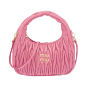 Miu Miu Wander Matelasse Nappa Leather Mini Hobo Bag Begonia Pink