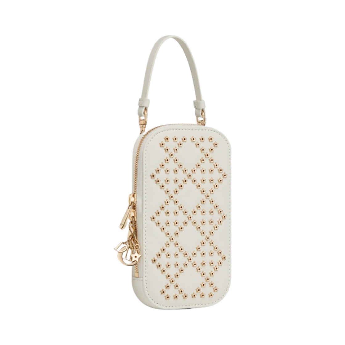 S0872ONHB-M030 Dior Lady Phone Holder Cannage Lambskin with Star Motif Latte - #2