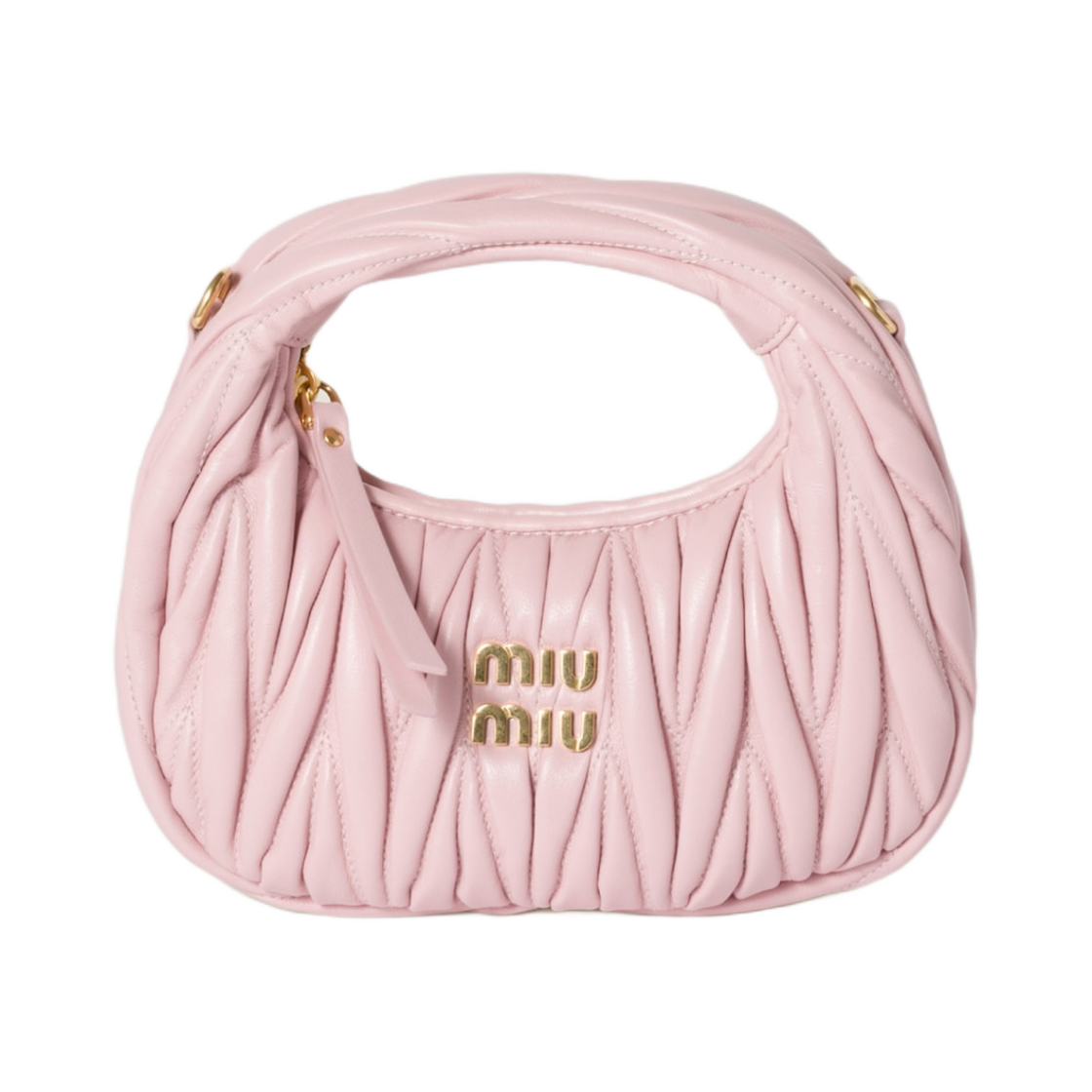 미우 미우 완더 마테라쎄 나파 레더 호보 미니 백 앨러배스터 핑크(Miu Miu Wander Matelasse Nappa Leather Hobo Mini Bag Alabaster Pink) - 1