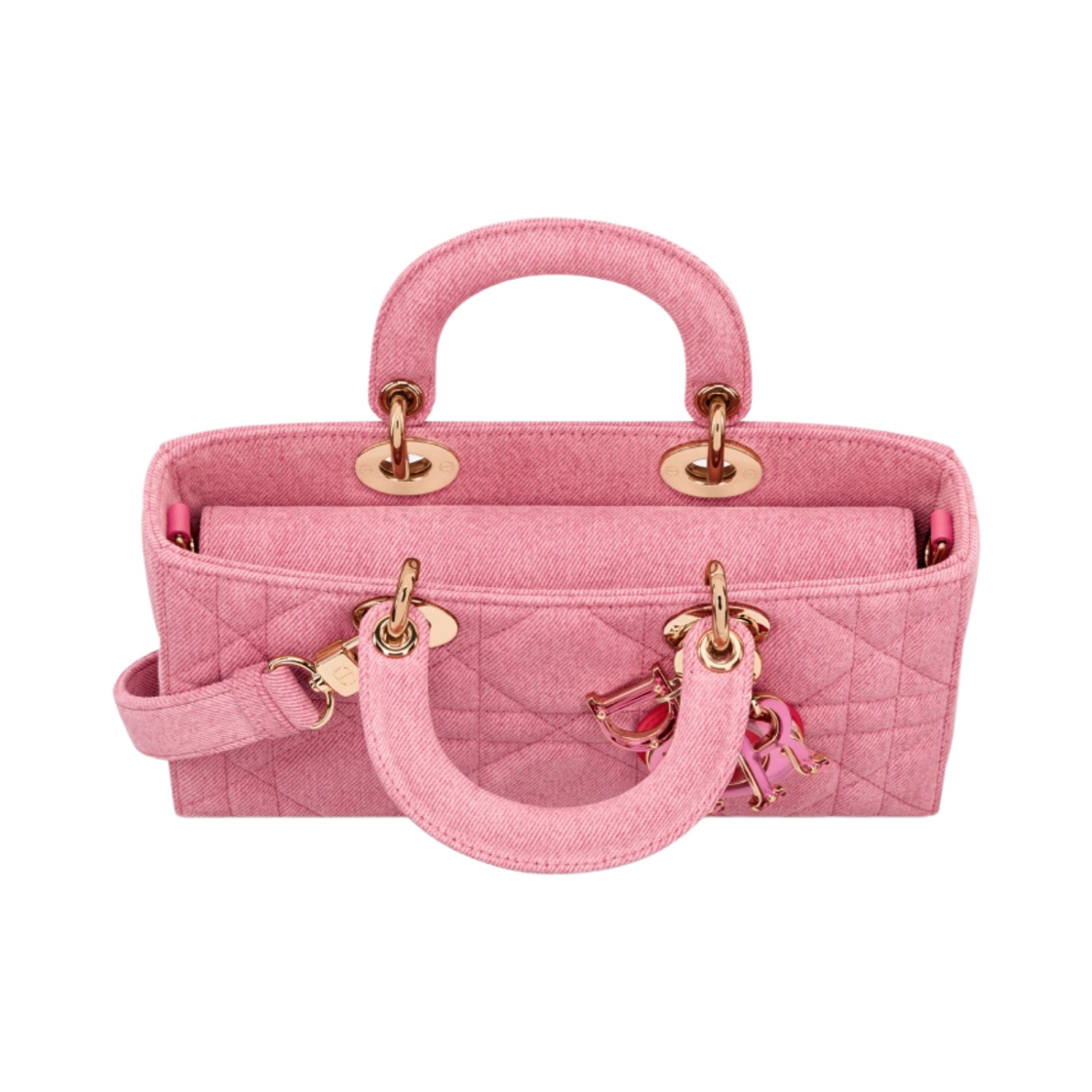 디올 레이디 디조이백 까나쥬 데님 브라이트 핑크(Dior Lady D-Joy Bag Cannage Denim Bright Pink) - 3
