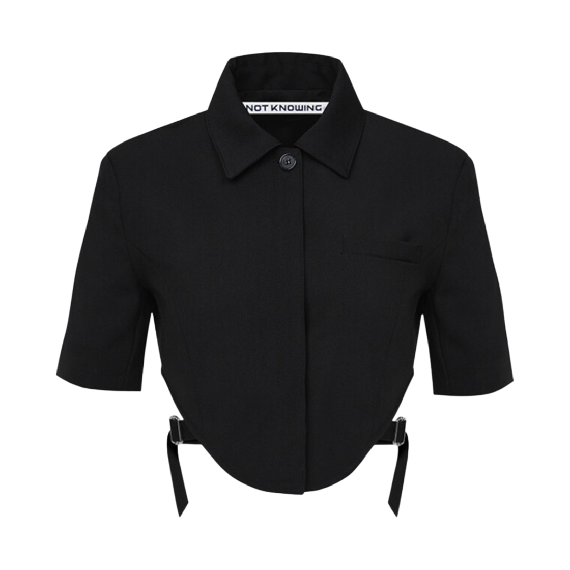 낫노잉 뷔스티에 벨티드 크롭 자켓 블랙(Notknowing Bustier Belted Crop Jacket Black)