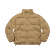 Supreme Fat Tip Jacquard Denim Puffer Jacket Olive - 22SS