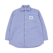 The Museum Visitor Cubic Logo Stitched Padded Shirts Blue