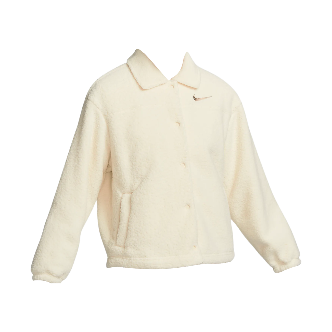 (W) 나이키 NSW 칼라 하이파일 자켓 코코넛 밀크 헴프 - 아시아((W) Nike NSW Collared High-Pile Jacket Coconut Milk Hemp - Asia) - 1