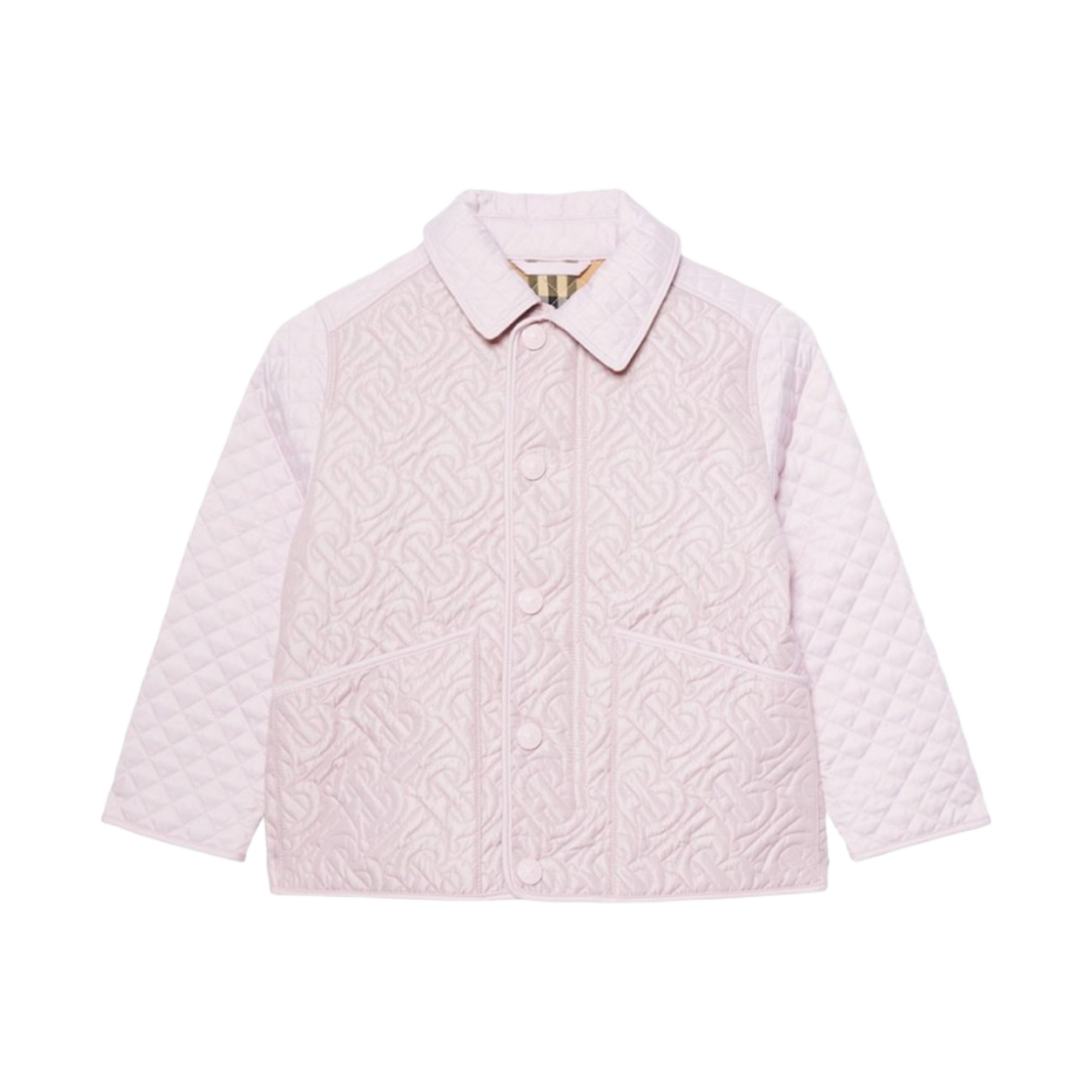 (키즈) 버버리 모노그램 퀼팅 패널 자켓 파스텔 핑크((Kids) Burberry Monogram Quilted Panel Jacket Pastel Pink) - 1