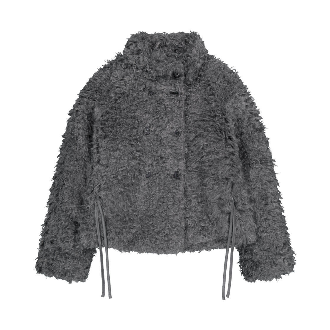 SU2403JK02DG Coyseio Hairy Fur Jacket Dark Grey