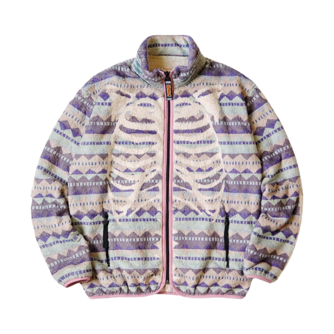 K2210LC110/EK-1516/LCA Kapital Ashland Stripe & Bone Fleece Zip Blouson Purple