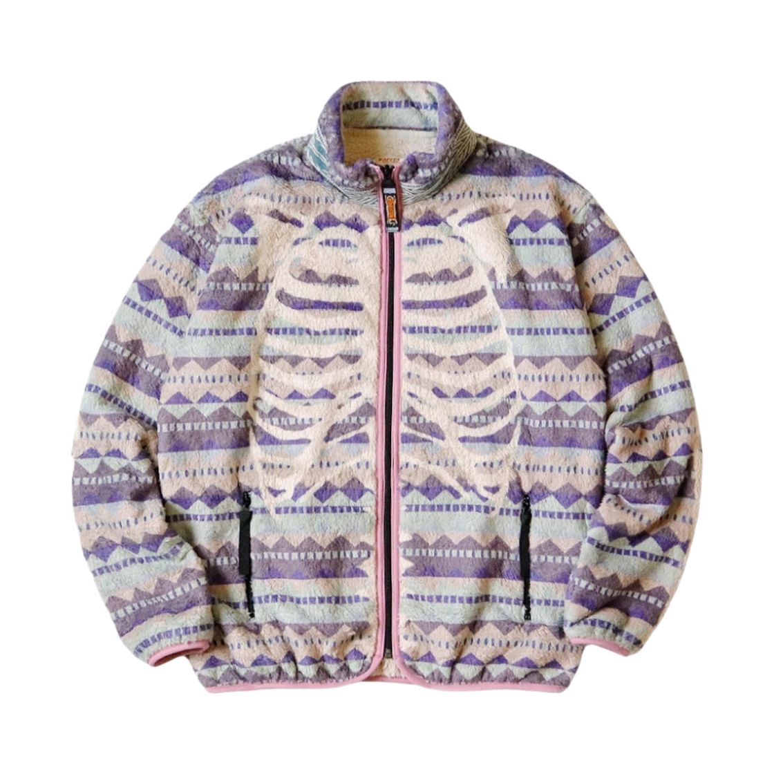 Kapital Kapital Ashland Stripe & Bone Fleece Zip Blouson Purple · 1
