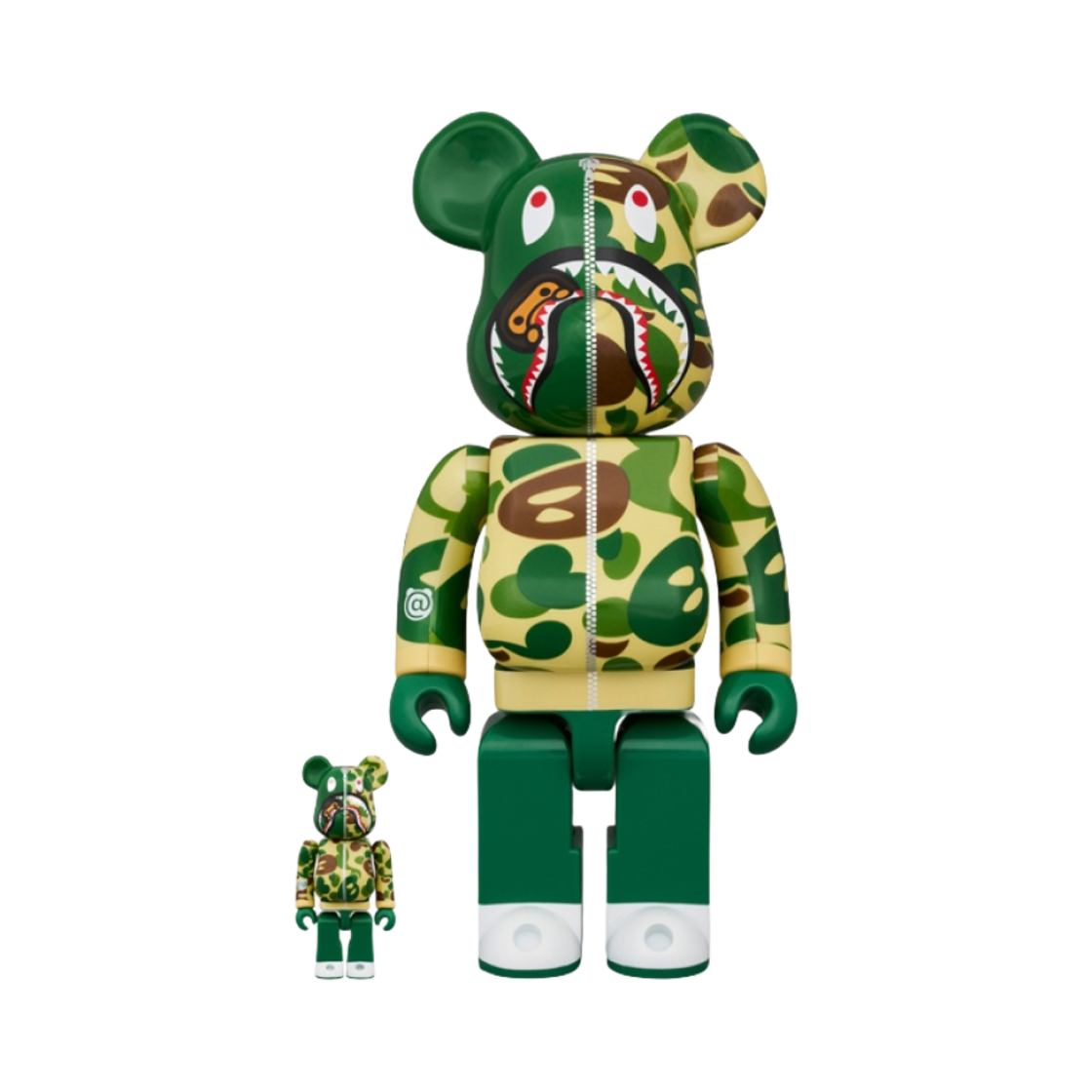 베어브릭 x 베이프 베이비 마일로 카모 샤크 100% & 400% 세트 그린(Bearbrick x BAPE Baby Milo Camo Shark 100% & 400% Set Green) - 1