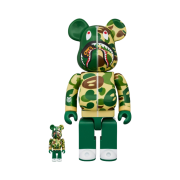 Bearbrick x BAPE Baby Milo Camo Shark 100% & 400% Set Green