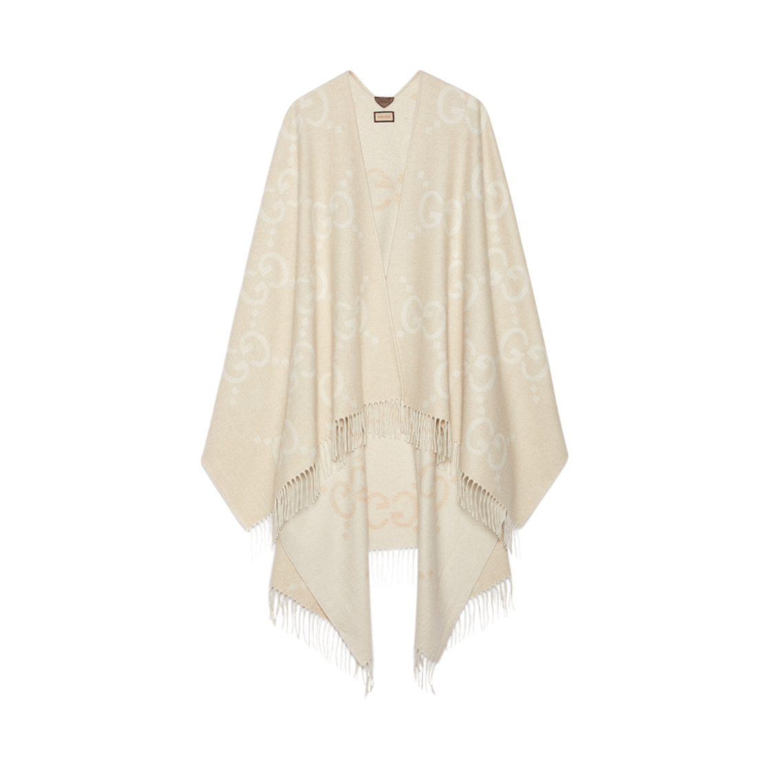 (W) 구찌 리버시블 점보 GG 캐시미어 케이프 카멜 화이트((W) Gucci Reversible Jumbo GG Cashmere Cape Camel White)
