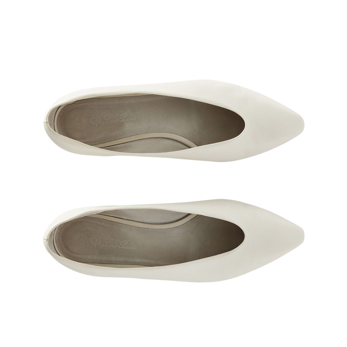 (W) 로로 피아나 카프스킨 레베카 발레 플랫 라이트 화이트 밀크((W) Loro Piana Rebecca Ballet Flat with Calfskin Light White Milk) - 2