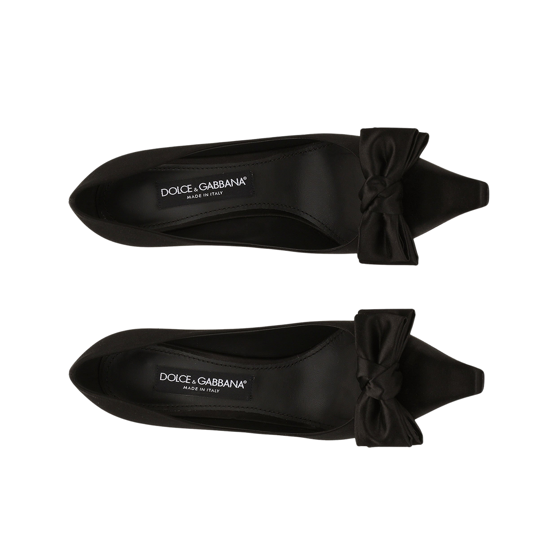 (W) 돌체 앤 가바나 사틴 보우 디테일 펌프스 블랙((W) Dolce & Gabbana Satin Pumps with Bow Detail Black) - 2