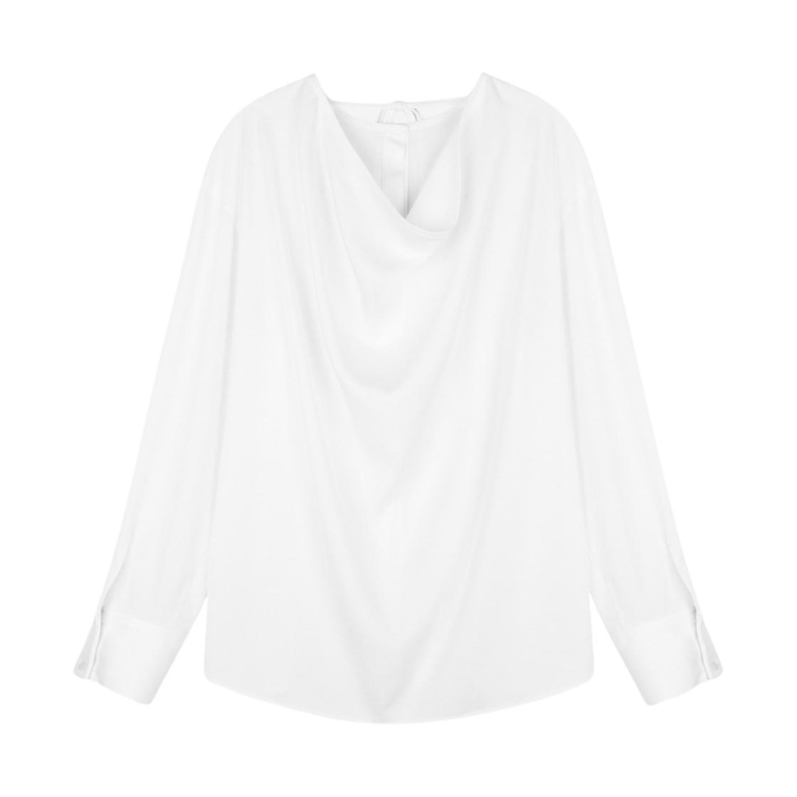 23SSOPENSHF01 Haveless Women Draped Open Back Blouse White