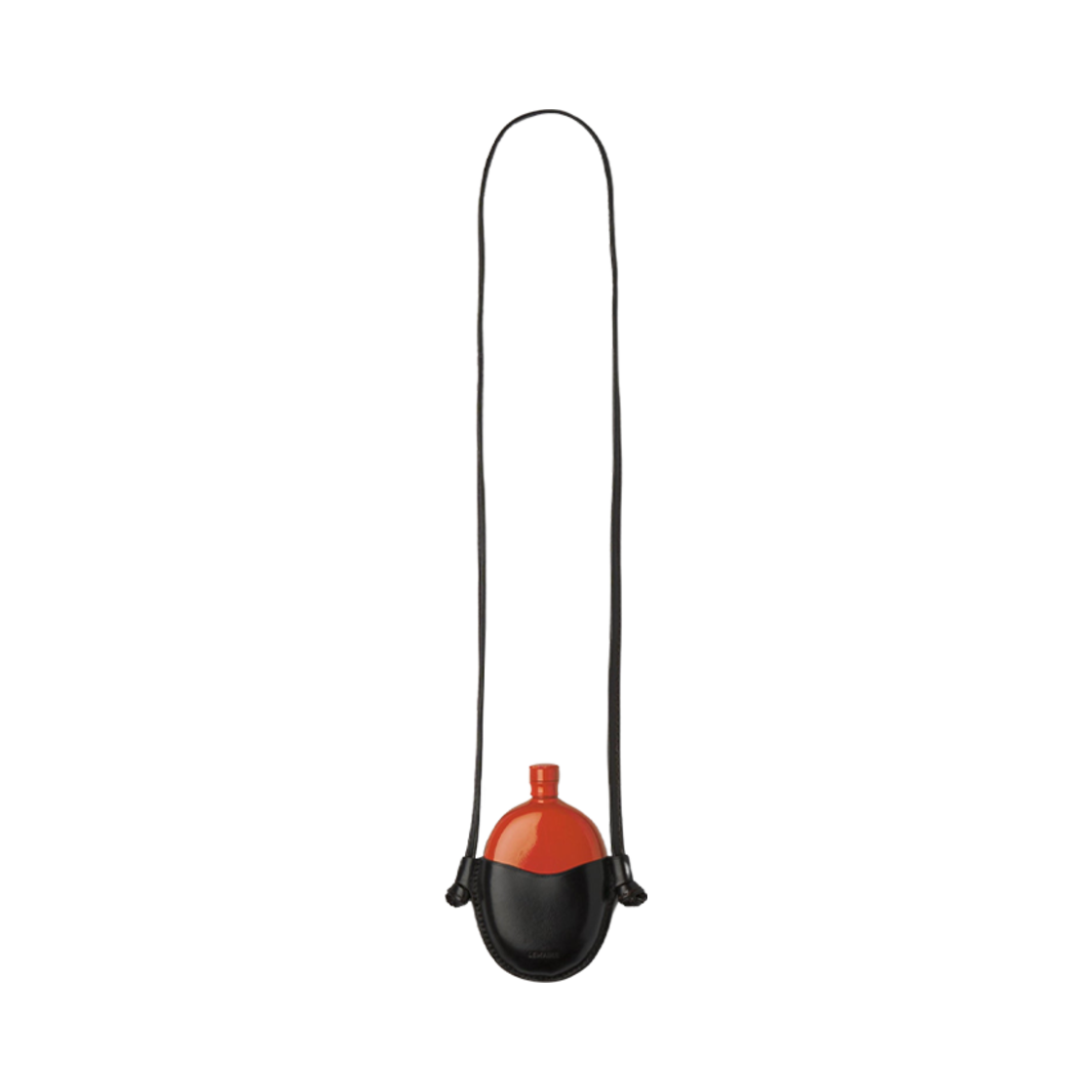 SL0000-LL071-062 Lemaire Vegetal Tanned Leather Flask Necklace Black Orange