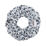 (W) Ganni Blue Floral Printed Cotton Scrunchie Glacier Lake