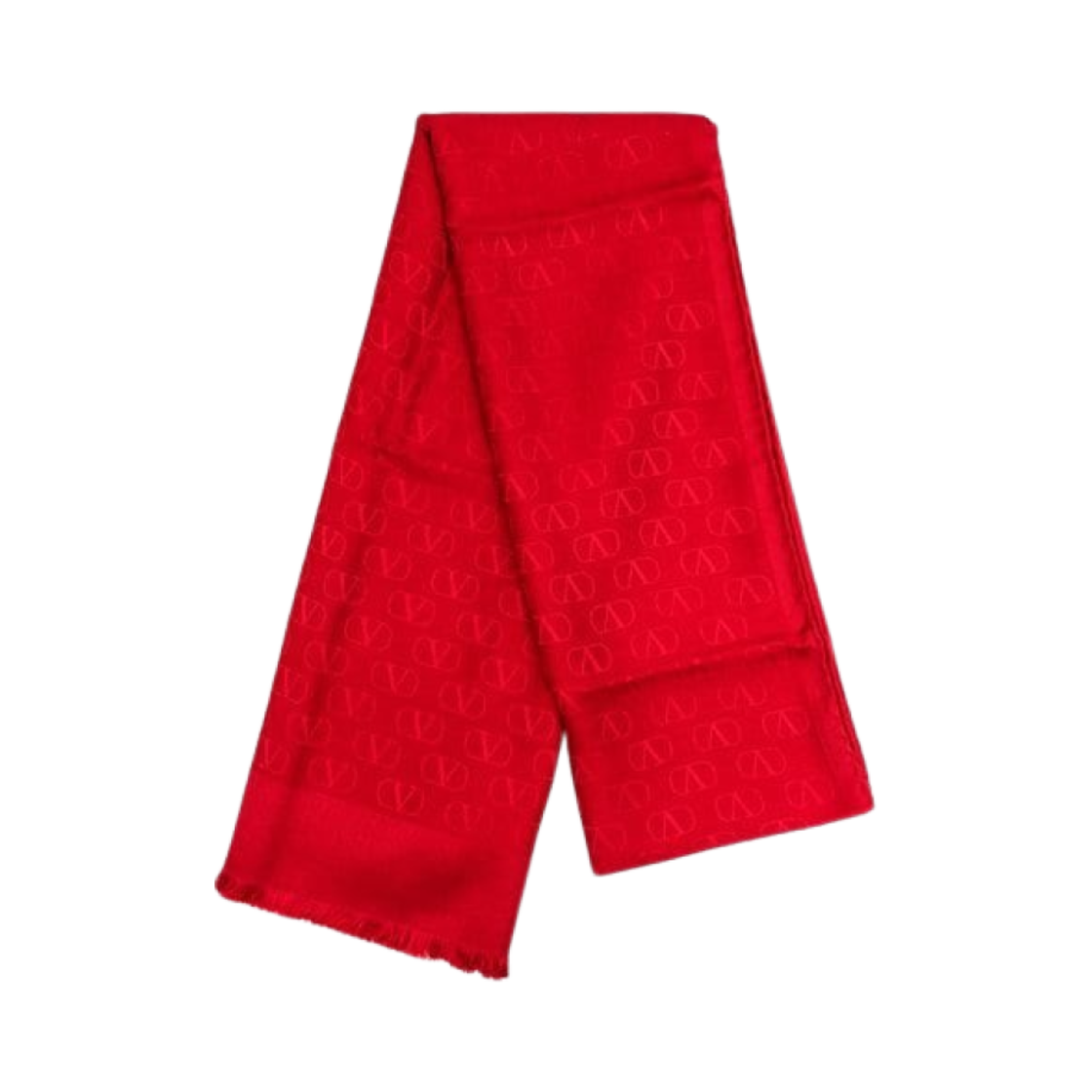 ED007AJB0RO (W) Valentino Vlogo Signature Silk Wool Muffler Rosso