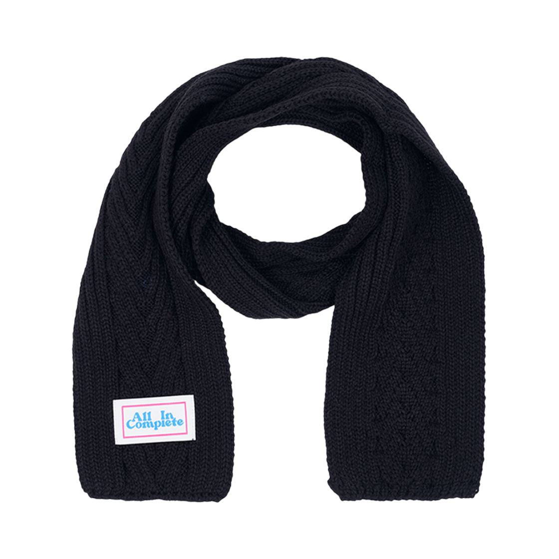 올인컴플리트 에로우 니트 미니 머플러 블랙