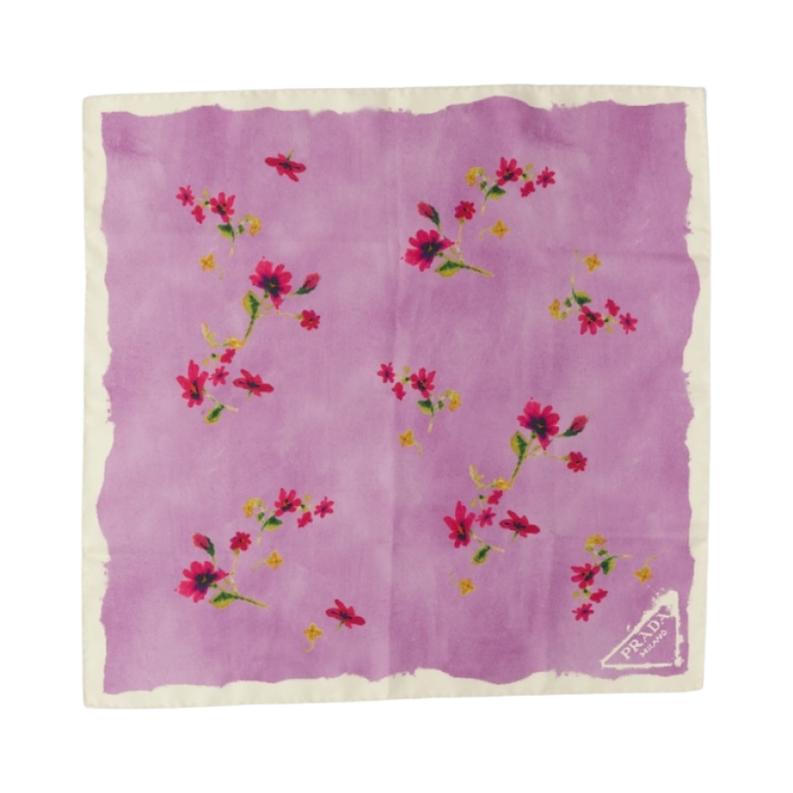 (W) 프라다 프린티드 실크 트윌 풀라드 위스테리아((W) Prada Printed Silk Twill Foulard Wisteria) - 1