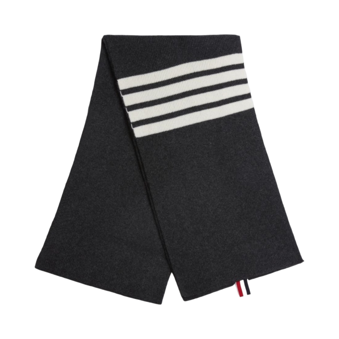 톰브라운 풀 니들 립 니트 캐시미어 사선 스트라이프 스카프 다크 그레이(Thom Browne Full Needle Rib Knit Cashmere 4-Bar Stripe Scarf Dark Grey) - 2