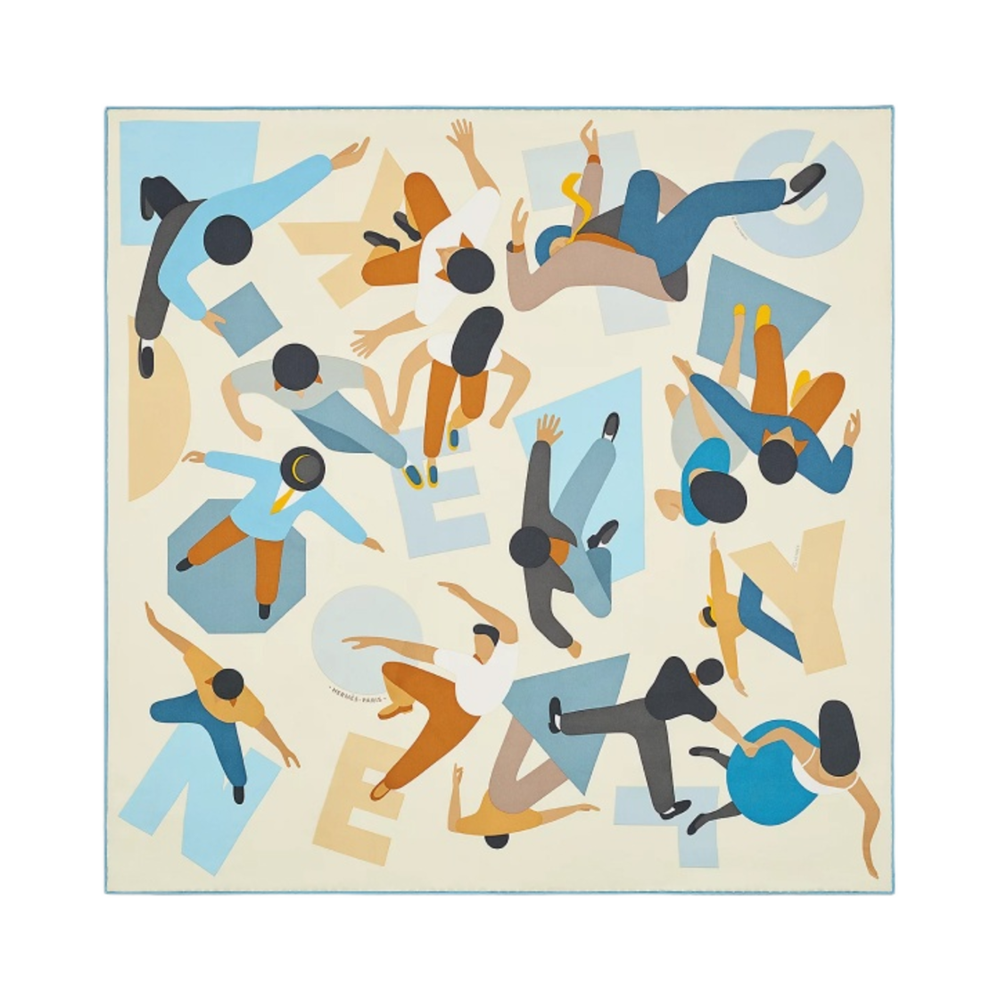 (W) 에르메스 오마쥬 아 정 켈리 스카프 크렘 블루 베쥬((W) Hermes Hommage a Gene Kelly Scarf Creme Bleu Beige) - 1