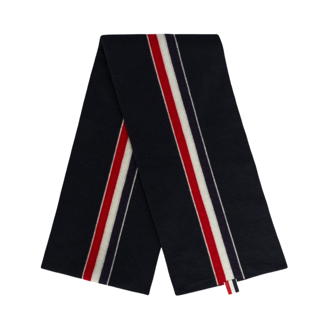 톰브라운 슈퍼파인 메리노 스트라이프 니트 스카프 블랙(Thom Browne Superfine Merino Stripe Knit Scarf Black) - 2