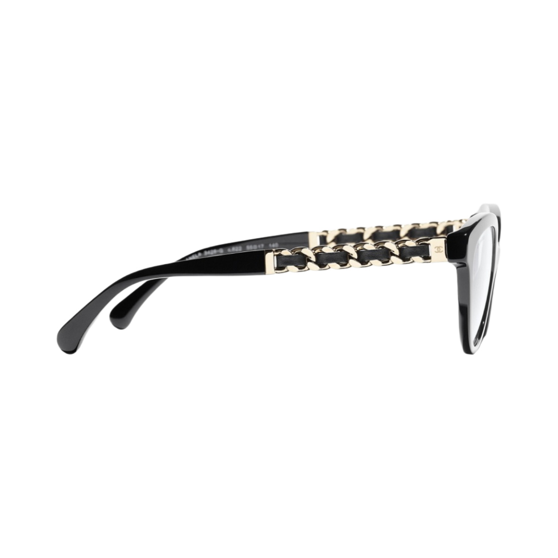 샤넬 블루 라이트 캣 아이 프레임 아세테이트 카프스킨 & 블랙 골드 투명 렌즈 아시안 핏(Chanel Cat Eye Blue Light Glasses Acetate Calfskin & Black Gold Transparent Lenses Asian Fit) - 3