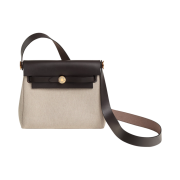 Hermes Herbag Zip 20 Bag Retourne H Viking Canvas Hunter Cowhide & Gold Ecru Beige Ebene