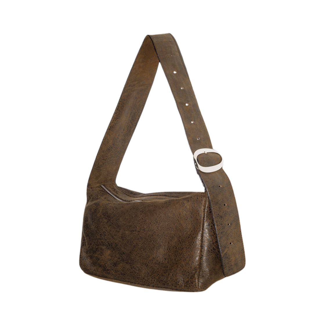 RN0002 Paloma Wool Square Rectangular Soft Leather Teabag with Buckle Brown