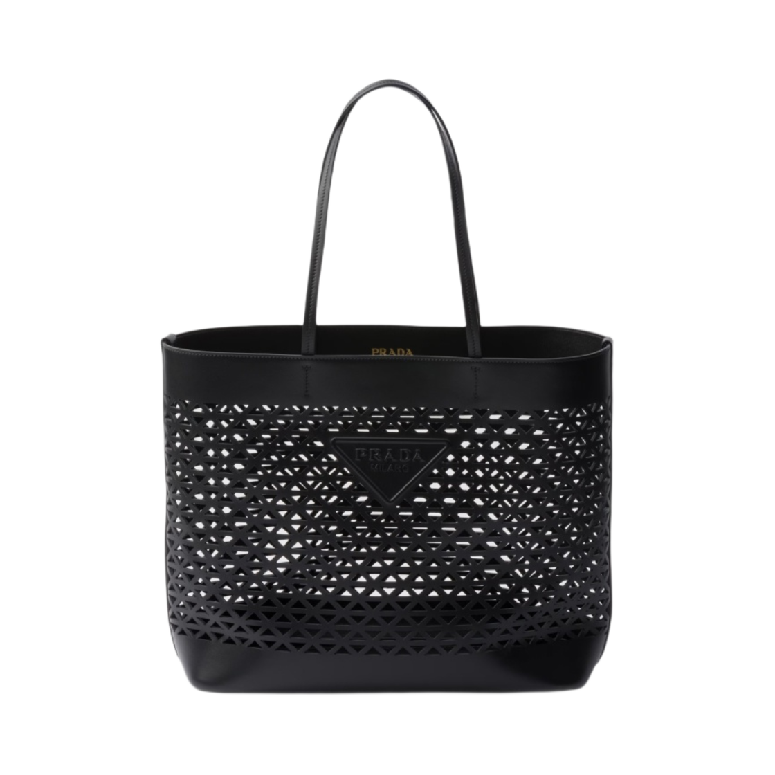 1BG503-2CY4-F0002 Prada Perforated Large Leather Tote Bag Black