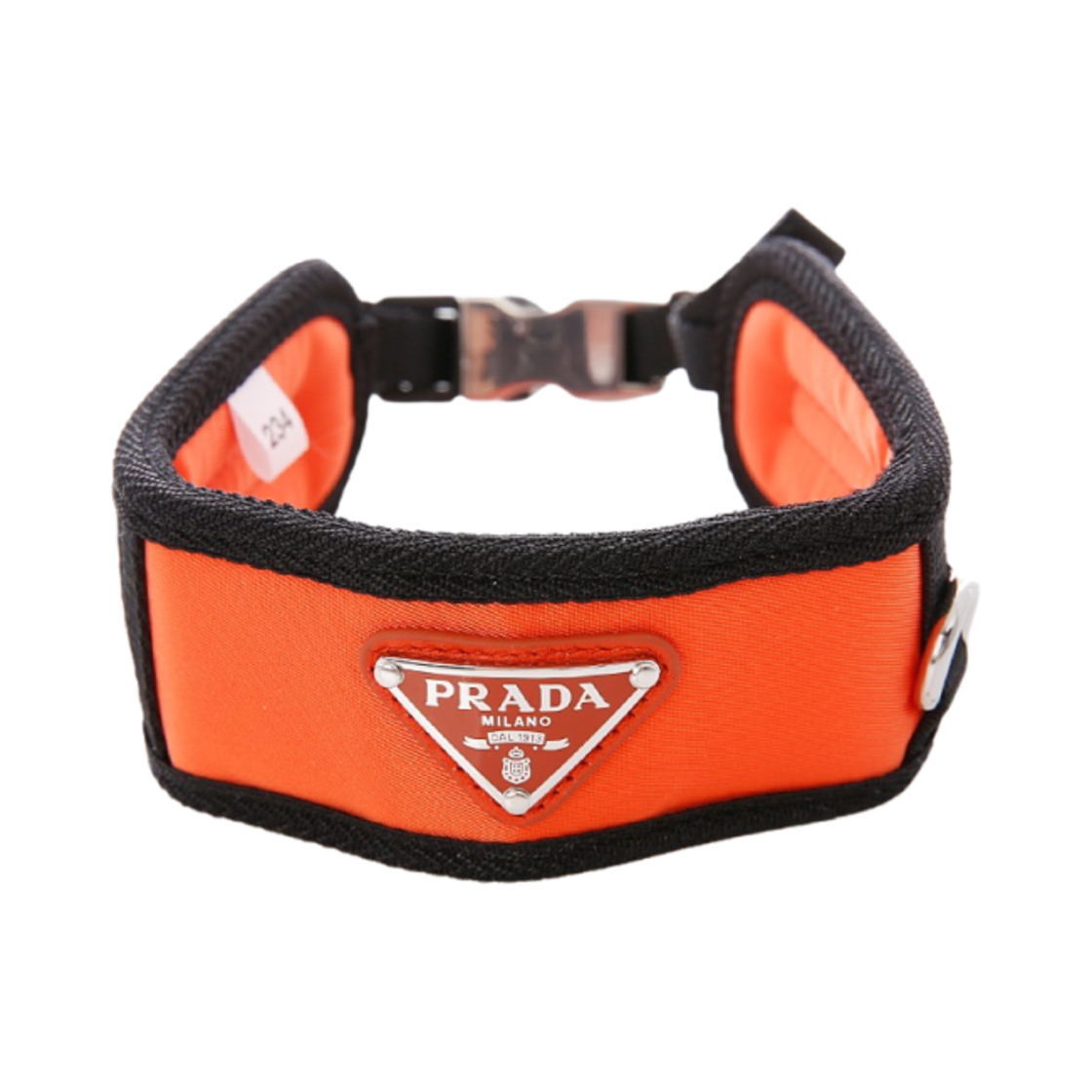 2YC016-074-F0049 Prada Triangle Logo Pet Collar Orange
